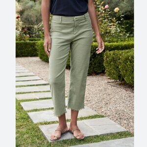 Frank & Eileen Kinsale Performance Cotton Linen Crop Pants Size: 8 Sage